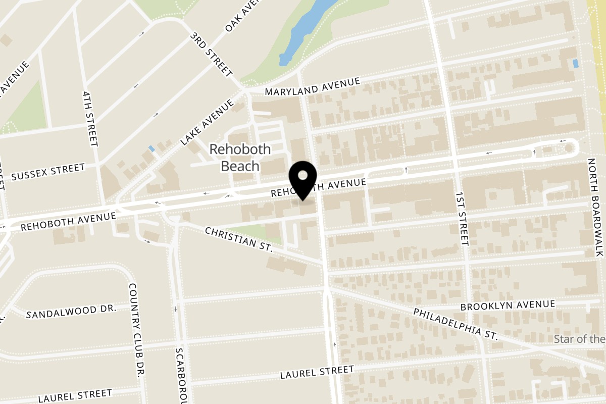 Map showing the location of Dos Locos on 208 Rehoboth Ave in Rehoboth Beach
